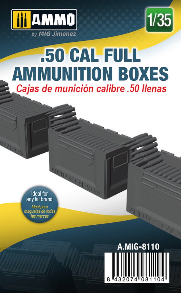 Afbeelding van product Mig - 1/35 .50 Cal Full Ammunition Boxes (1/21) * - MIG8110 - modelbouwsets, hobbybouwspeelgoed voor kinderen, modelverf en accessoires