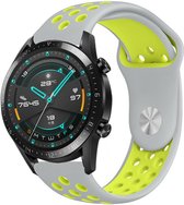 Siliconen Smartwatch bandje - Geschikt voor  Huawei Watch GT sport band - grijs geel - 46mm - Horlogeband / Polsband / Armband
