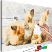 Doe-het-zelf op canvas schilderen - Four Bunnies.