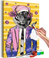 Doe-het-zelf op canvas schilderen - Tiger in Hat.