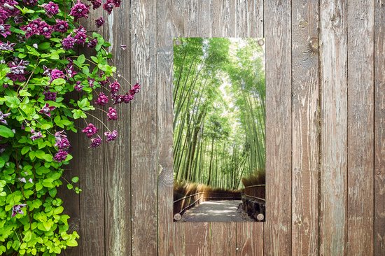 Tuinposter Bamboebosje in Arashiyama Japan - 40x80 cm - Wanddecoratie Buiten - Tuinposter - Tuindoek - Schuttingposter - Tuinschilderij
