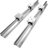 Linear Slide Guide Rail Shaft Kit - SBR16-500mm - 2PCS Geleiderail + 4PCS - SBR16UU - Lagerblok - voor geautomatiseerde machines