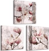Schilderij - Lyrical Magnolias (3 Parts).