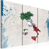 Schilderij - Kaart van Italië - triptiek.
