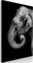 Schilderij - Portrait of Elephant (1 Part) Vertical.