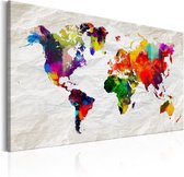Schilderij - World Map: Rainbow Madness.