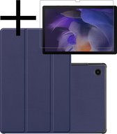 Samsung Galaxy Tab A8 Hoesje Met Screenprotector Zwart Book Case Cover Met Screen Protector - Donker Blauw