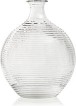 Flesvaas met ribbel 'Femke' h29,5 d23 cm  - Transparant/Helder/Doorzichtig glas - Bloemen vaas - Decoratie - Gestreept/Geribbeld patroon