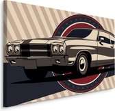 Schilderij -  Klassieke Muscle Car in retro Stijl,  Premium Print