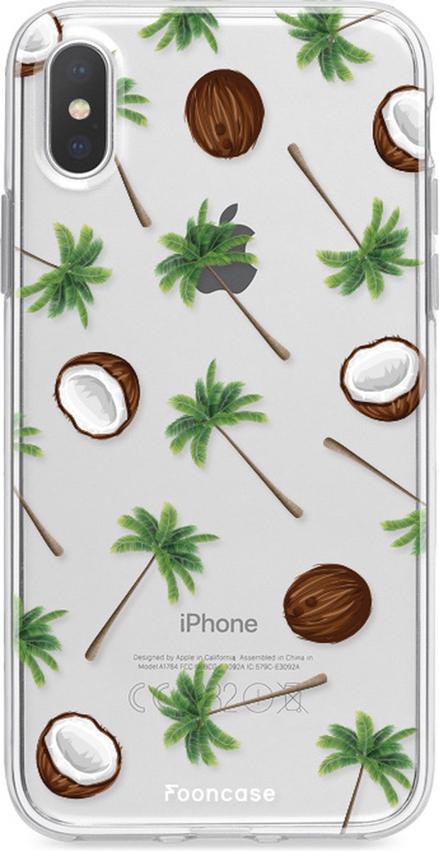 Fooncase Hoesje Geschikt voor iPhone XS Max - Shockproof Case - Back Cover / Soft Case - Coco Paradise / Kokosnoot / Palmboom
