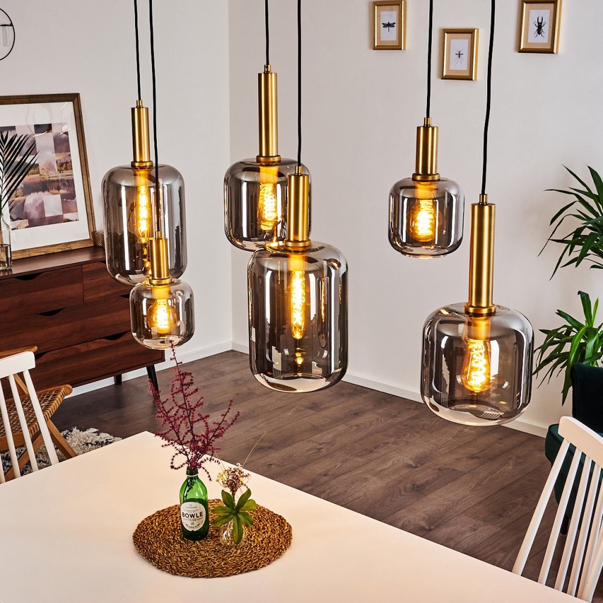 Belanian.nl - Vintage retro Hanglamp,Top hanglamp messing, zwart, goud, 6-lichtbronnen,modern Hanglamp,Boho-stijl Hanglamp,Scandinavisch E27 fitting Hanglamp, eetkamer Hanglamp,keuken Hanglamp,slaapkamer Hanglamp,woonkamer Hanglamp