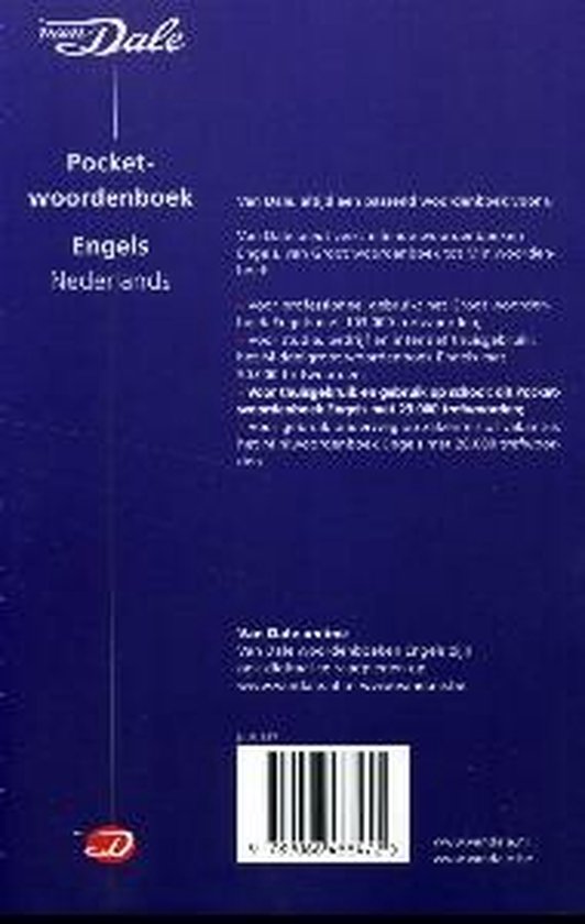 Van Dale EnglishDutch Pocket Dictionary 9789066488472 J. P. M. Jansen Boeken