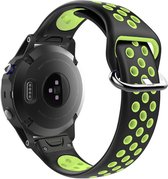 Siliconen Smartwatch bandje - Geschikt voor  Garmin Fenix 7 sport band - zwart/geel - Strap-it Horlogeband / Polsband / Armband