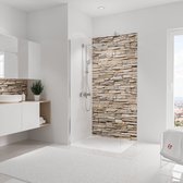 Schulte achterwand -Decor - steen helder - 100x210 - zelf inkortbaar - wanddecoratie - muurdecoratie - badkamer wandpanelen - muurbekleding -zelf inkortbaar en zelfklevend