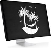 kwmobile hoes voor 24-26" Monitor - beschermhoes voor beeldscherm - tropical island design - wit / zwart