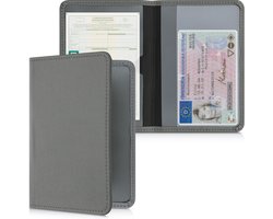 kwmobile hoes voor kentekenbewijs en rijbewijs - Hoesje met pasjeshouder in steengrijs - Omslag van neopreen
