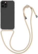 kwmobile telefoonhoesje compatibel met Apple iPhone 13 Pro Max - Hoesje met koord - Back cover in transparant / goud