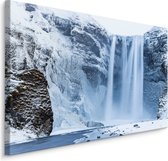 Schilderij - Waterval in de winter, premium print