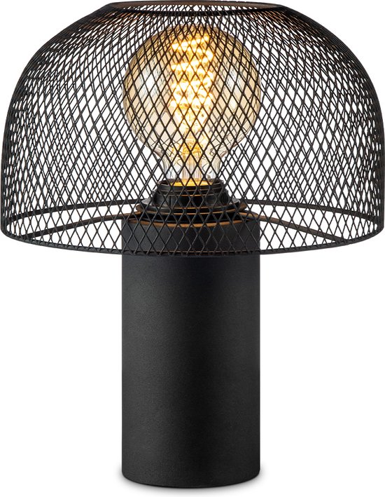 Home Sweet Home - Moderne tafellamp Mushroom - Zwart - 23/23/28cm - bedlampje - geschikt voor E27 LED lichtbron - gemaakt van Metaal