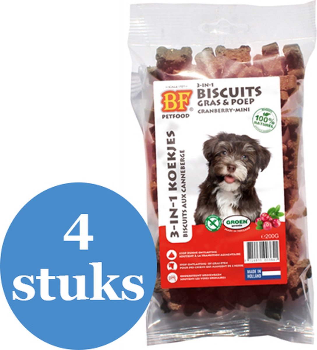 Biofood 3 In 1 Hondenmineralenkoekjes Cranberry Mini - Hondensnacks - 4 x 200 g