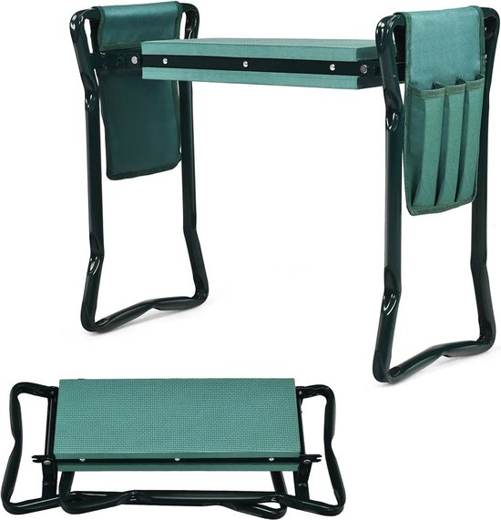 2 in 1 Klappbare Kniebank für Gartenarbeit mit EVE-Polster & 1 Werkzeugtasche Gartenhocker Grün 2 in 1 Klappbare Kniebank für Gartenarbeit mit EVE-Polster & 1 Werkzeugtasche Gartenhocker Grün