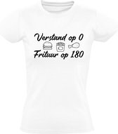 Verstand op 0 frituur op 180 Dames t-shirt | eten | friettent | cadeau | Wit