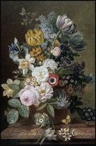 Maison de France - Hout Canvas schilderij met lijst - classic bloemen 1 - inlijsting - 118 × 180 cm