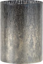 Vaas | glas | zilver - zwart | 18x18x (h)26 cm