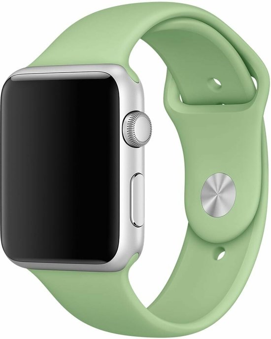 Rubberen sport bandje voor de Geschikt voor Apple Watch 38mm - 40mm M/L -  Mint | bol.com