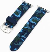 Camouflage bandje voor de Geschikt voor Apple Watch 42mm - 44mm blauw