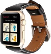 krokodil leren bandje zwart met klassieke gesp voor Geschikt voor Apple Watch 38mm - 40mm vervangende horlogeband voor geschikt voor Apple Watch Series 6/5/4/3/2/1