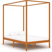 Decoways - Hemelbedframe massief grenenhout honingbruin 140x200 cm