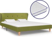 Decoways - Bed met traagschuim matras stof groen 140x200 cm