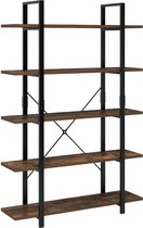 Luxiqo® Houten Boekenkast - Boekenkast Industrieel - Boekenkast Modern - Stellingkast - Boekenkast Open - 177.5x105.2x33cm - Zwart/Hout