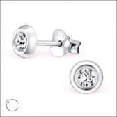 Aramat jewels ® - Zilveren oorbellen rond 5mm transparant swarovski elements kristal