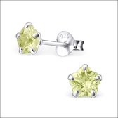Aramat jewels ® - Oorbellen bloem licht groen 925 zilver zirkonia 5mm