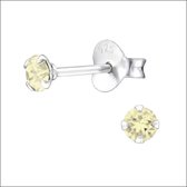 Aramat jewels ® - kinder Oorbellen rond zirkonia 925 zilver crème 3mm