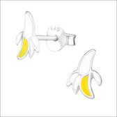 Aramat jewels ® - Zilveren kinder oorbellen banaan geel emaille 8x6mm