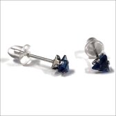 Aramat jewels ® - Zirkonia zweerknopjes driehoek 4mm oorbellen donker blauw chirurgisch staal