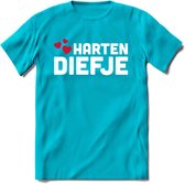 Harten Diefje - Valentijn T-Shirt | Grappig Valentijnsdag Cadeautje voor Hem en Haar | Dames - Heren - Unisex | Kleding Cadeau | - Blauw - L