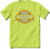 Premium Since 2010 T-Shirt | Goud - Zilver | Grappig Verjaardag Kleding Cadeau Shirt | Dames - Heren - Unisex Tshirt | - Groen - XXL