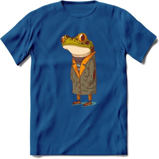 Casual kikker T-Shirt Grappig | Dieren reptiel Kleding Kado Heren / Dames | Animal Skateboard Cadeau shirt - Donker Blauw - M