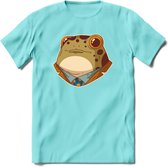 casual kikker T-Shirt Grappig | Dieren reptiel Kleding Kado Heren / Dames | Animal Skateboard Cadeau shirt - Licht Blauw - S