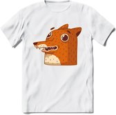 Friendly fox T-Shirt Grappig | Dieren vos Kleding Kado Heren / Dames | Animal Skateboard Cadeau shirt - Wit - S