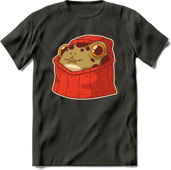 Hoodie frog T-Shirt Grappig | Dieren kikker Kleding Kado Heren / Dames | Animal Skateboard Cadeau shirt - Donker Grijs - XXL