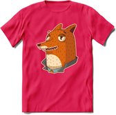 Casual vos T-Shirt Grappig | Dieren fox Kleding Kado Heren / Dames | Animal Skateboard Cadeau shirt - Roze - S