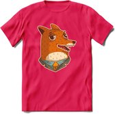 zwoele vos T-Shirt Grappig | Dieren Kleding Kado Heren / Dames | Animal Skateboard Cadeau shirt - Roze - XL