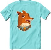 zwoele vos T-Shirt Grappig | Dieren Kleding Kado Heren / Dames | Animal Skateboard Cadeau shirt - Licht Blauw - S