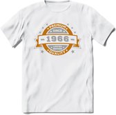 Premium Since 1966 T-Shirt | Goud - Zilver | Grappig Verjaardag Kleding Cadeau Shirt | Dames - Heren - Unisex Tshirt | - Wit - M