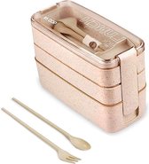 Lunchbox Roze - 3 in 1 - Set Bewaardozen - Met Vakken - Food Container - Vershoudbakjes - Voedselcontainer - Keukenbakjes - Volwassenen